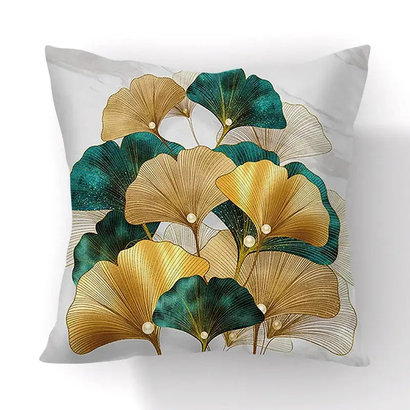 DecorBites™ Ginkgo Leaves Print Sofa Pillowcase 45x45cm Modern Nordic Chair Cushion Cover