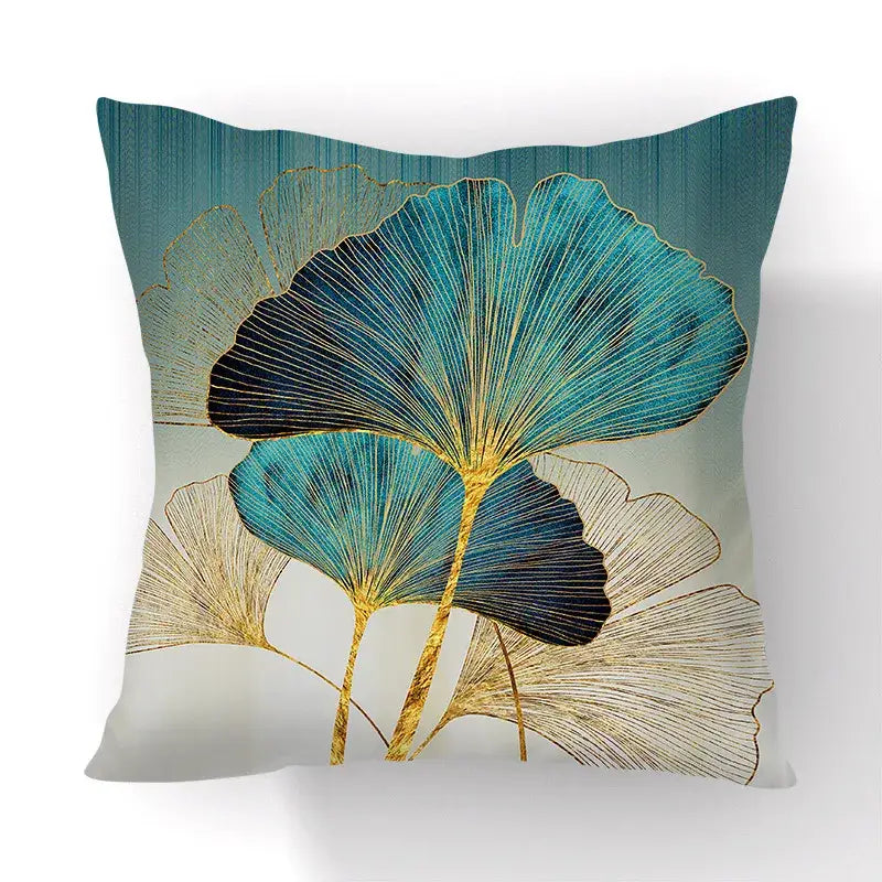 DecorBites™ Ginkgo Leaves Print Sofa Pillowcase 45x45cm Modern Nordic Chair Cushion Cover