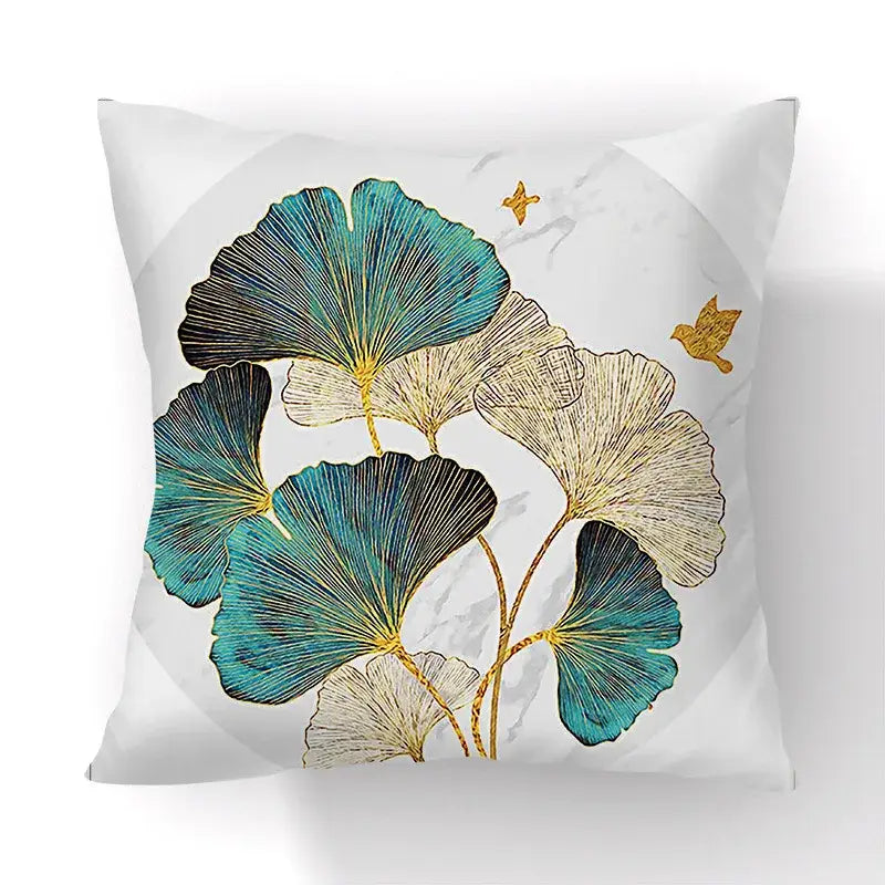 DecorBites™ Ginkgo Leaves Print Sofa Pillowcase 45x45cm Modern Nordic Chair Cushion Cover