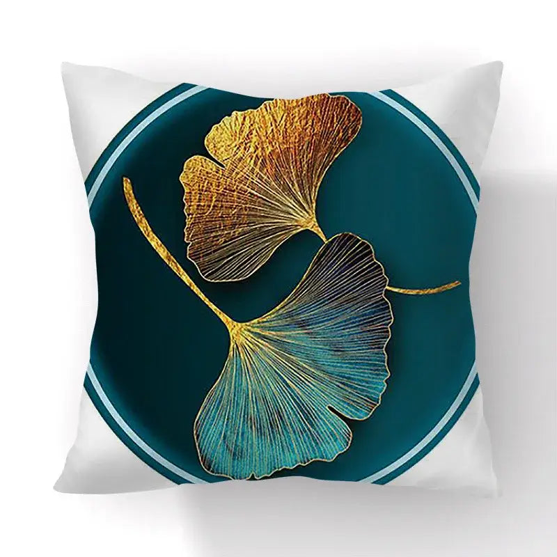 DecorBites™ Ginkgo Leaves Print Sofa Pillowcase 45x45cm Modern Nordic Chair Cushion Cover