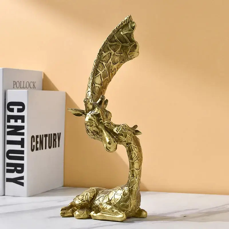 DecorBites™ Giraffe Head Sculpture Resin Animal Statue Interior Golden Ornaments