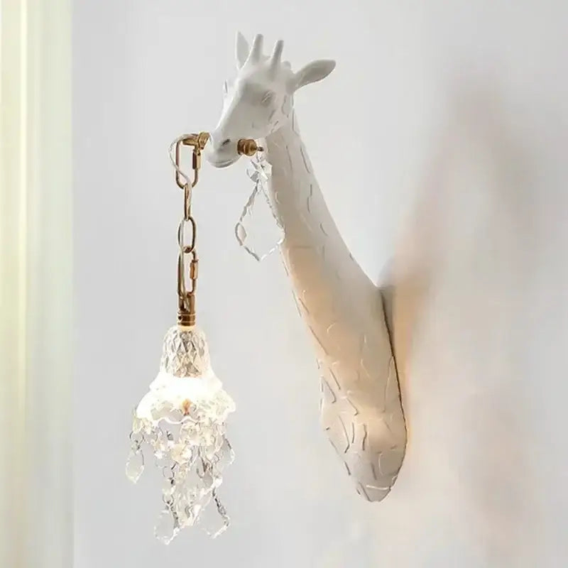 DecorBites™ Giraffe Love Wall Lamp: Resin Animal Atmosphere Bedside Lighting for Cute Room Decor