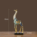 DecorBites™ Giraffe Mother and Child Painted Sculpture - Modern Home Decoration Golden Ornament