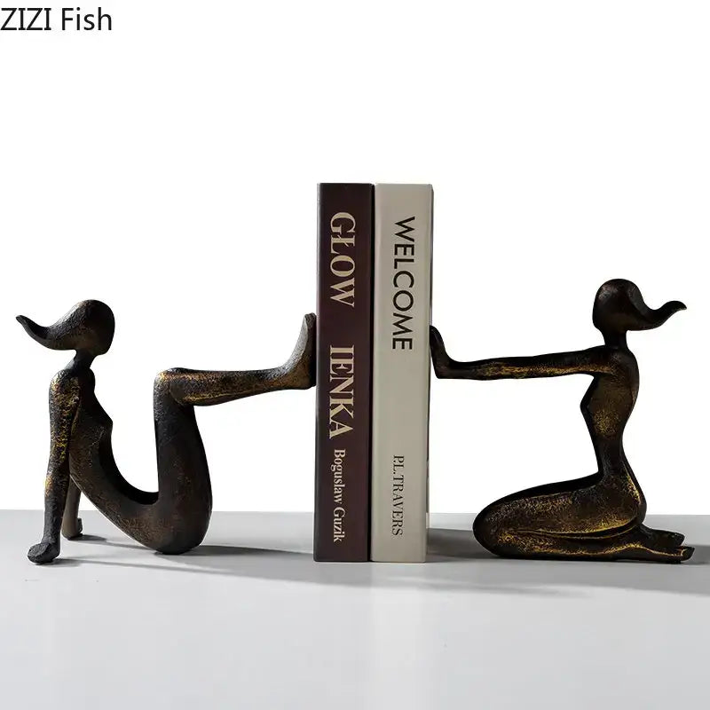 DecorBites™ Girl Statue Bookends Decor Resin Decoration for Desk, Bookcase, Library
