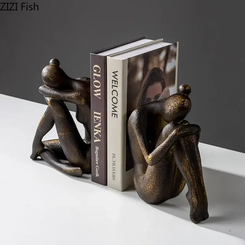 DecorBites™ Girl Statue Bookends Decor Resin Decoration for Desk, Bookcase, Library