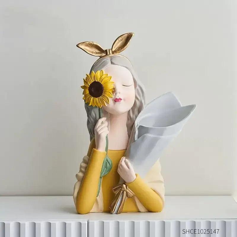 DecorBites™ Girl Statues Vase Ornaments Office Decor Figurines TV Cabinets Floral Accessories