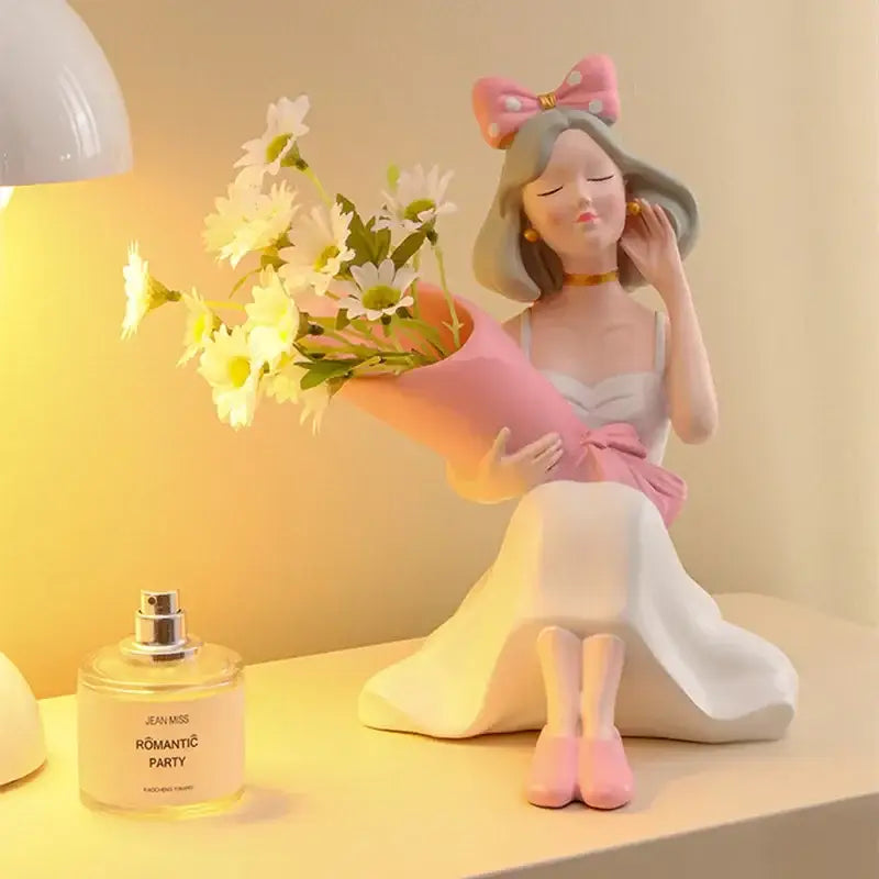 DecorBites™ Girl Statues Vase Ornaments Office Decor Figurines TV Cabinets Floral Accessories