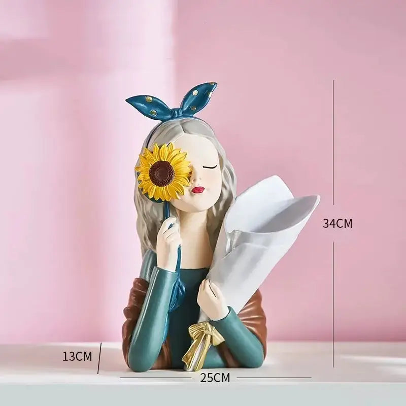 DecorBites™ Girl Statues Vase Ornaments Office Decor Figurines TV Cabinets Floral Accessories