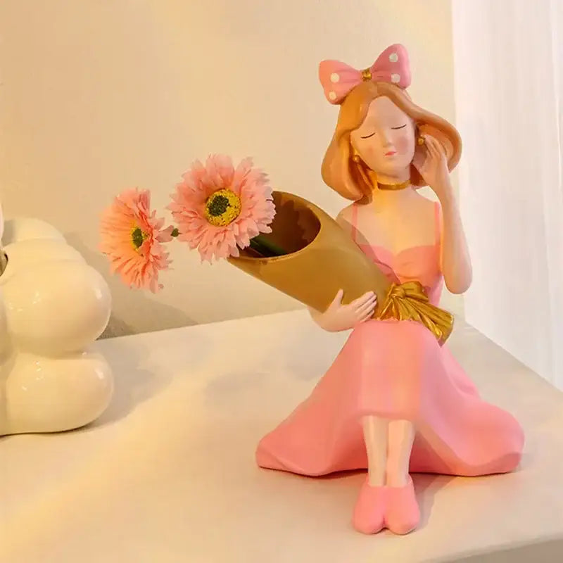 DecorBites™ Girl Statues Vase Ornaments Office Decor Figurines TV Cabinets Floral Accessories