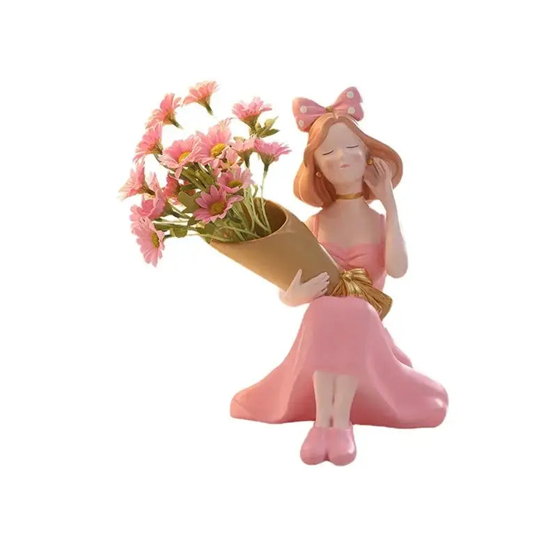 DecorBites™ Girl Statues Vase Ornaments Office Decor Figurines TV Cabinets Floral Accessories