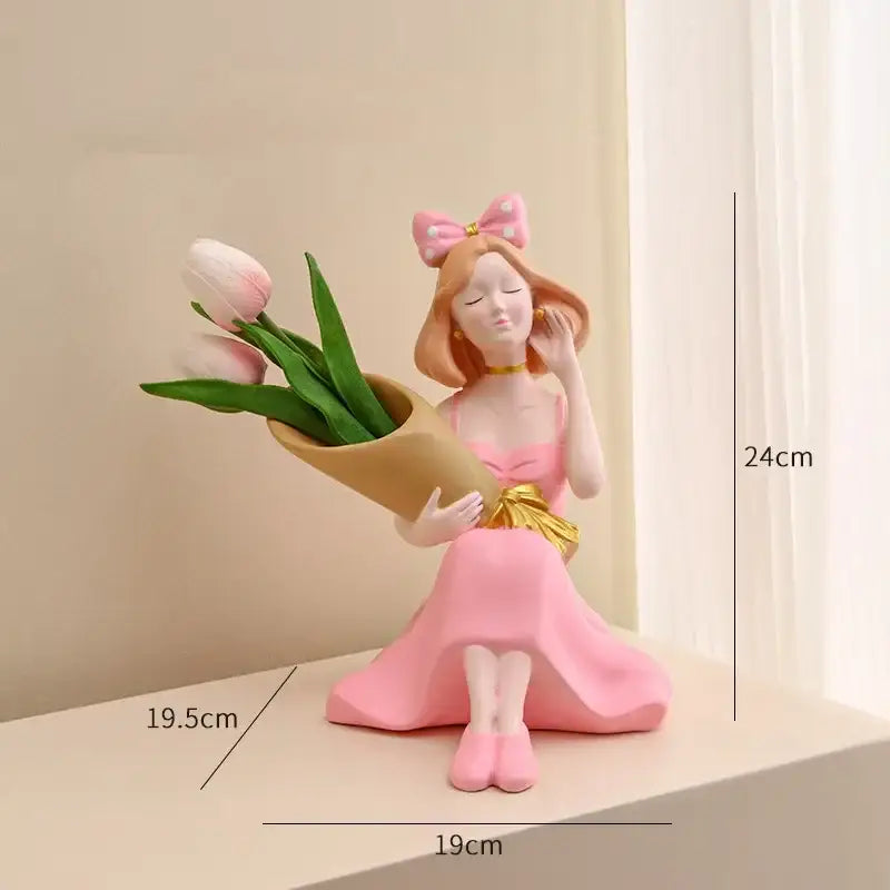 DecorBites™ Girl Statues Vase Ornaments Office Decor Figurines TV Cabinets Floral Accessories