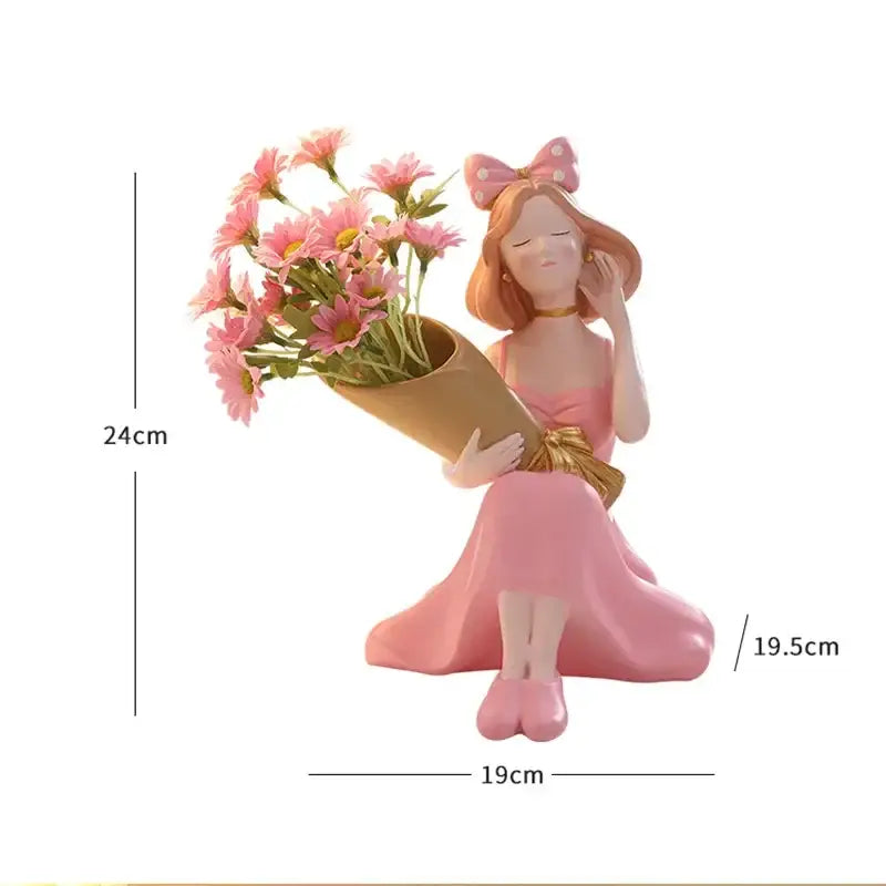 DecorBites™ Girl Statues Vase Ornaments Office Decor Figurines TV Cabinets Floral Accessories