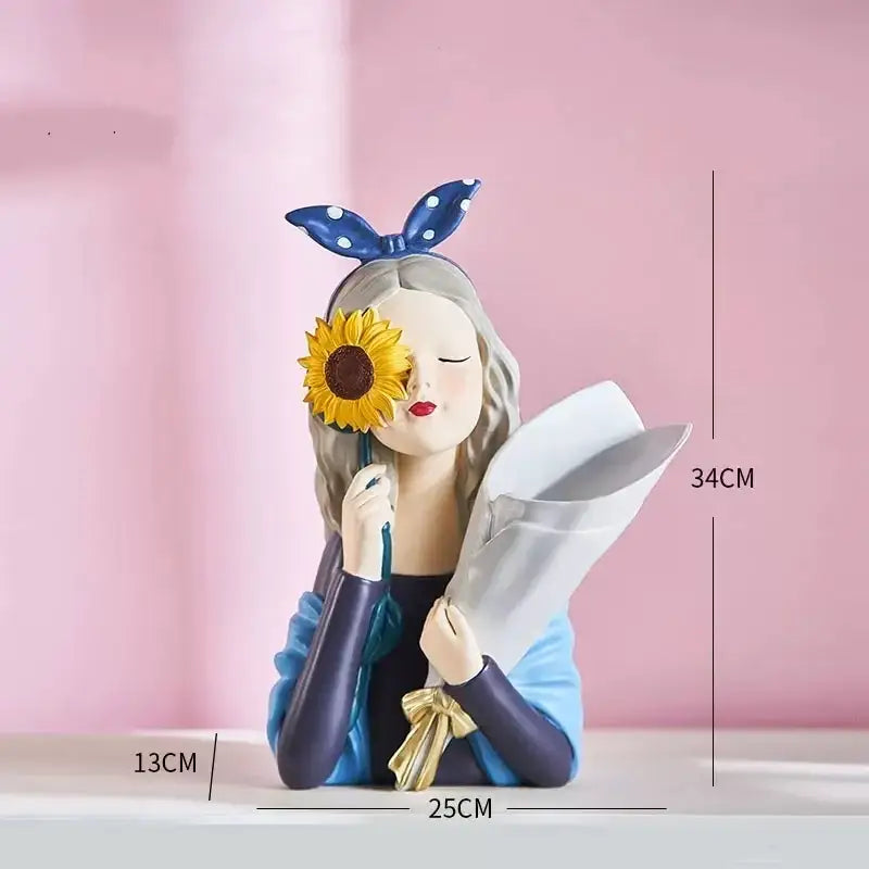 DecorBites™ Girl Statues Vase Ornaments Office Decor Figurines TV Cabinets Floral Accessories