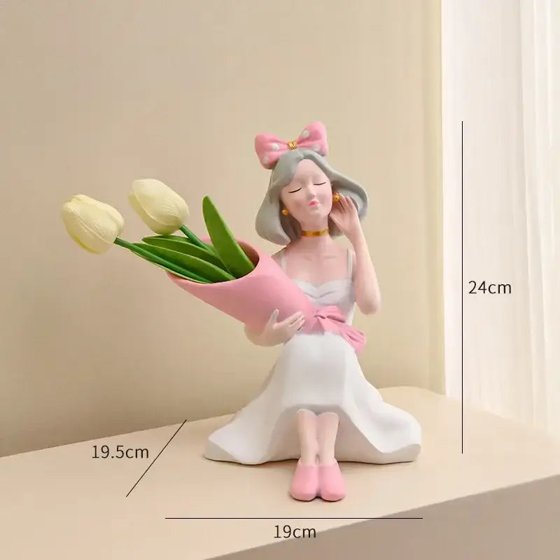 DecorBites™ Girl Statues Vase Ornaments Office Decor Figurines TV Cabinets Floral Accessories