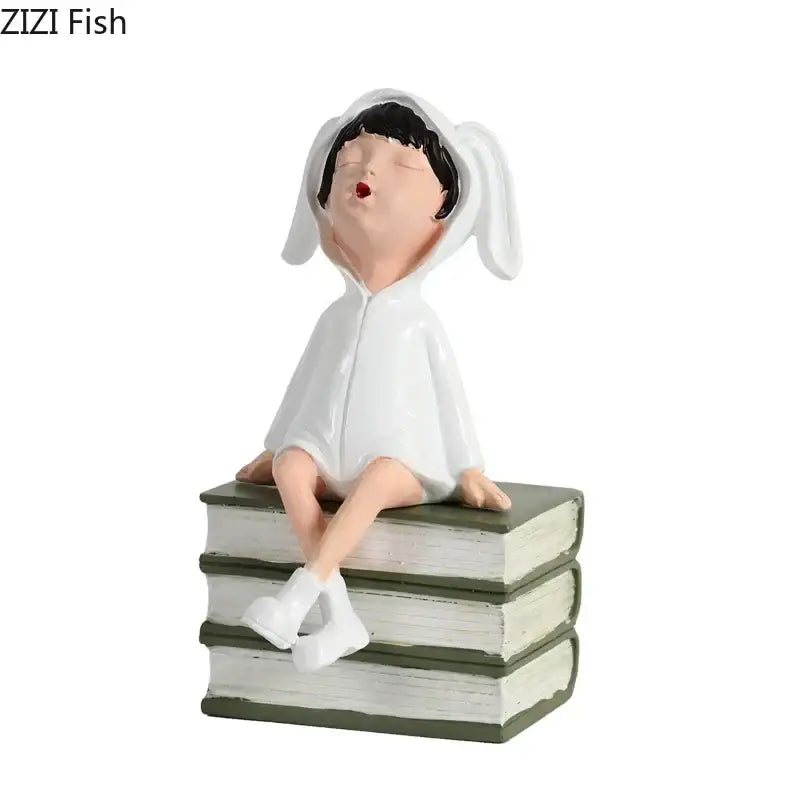 DecorBites™ Girls and Books Resin Sculpture Figure for Modern Room Decor