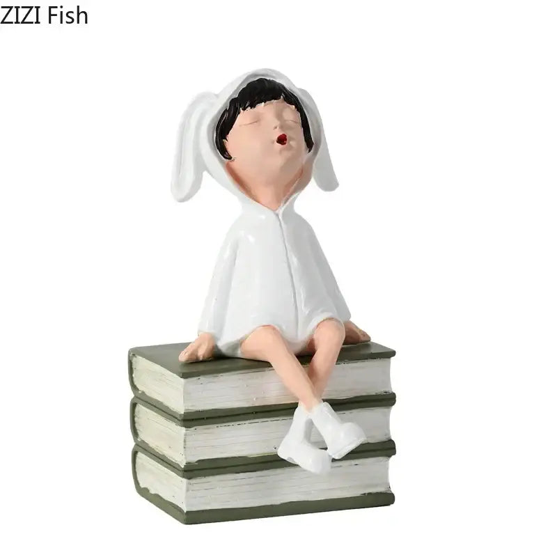 DecorBites™ Girls and Books Resin Sculpture Figure for Modern Room Decor