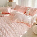 DecorBites™ Girls Bubble Gauze Bedding Set, Soft Summer Comforter Cover Kit, Skin-Friendly Easy Sleep