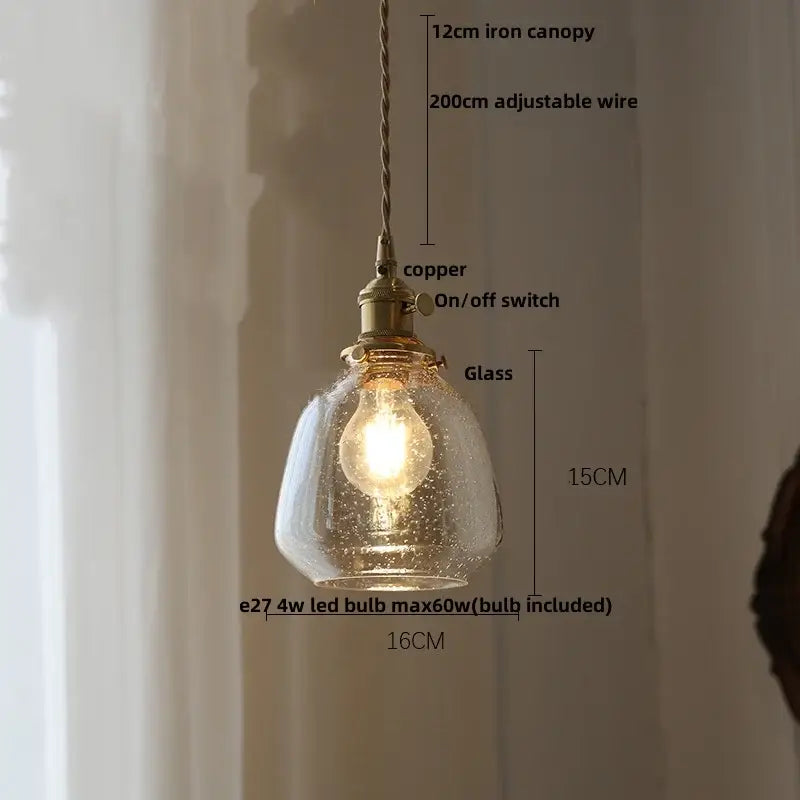DecorBites™ Glabe LED Pendant Lamp Walnut Wood Copper Modern Hanging Light Fixture
