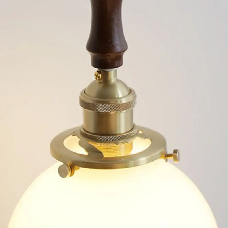 DecorBites™ Glabe LED Pendant Lamp Walnut Wood Copper Modern Hanging Light Fixture