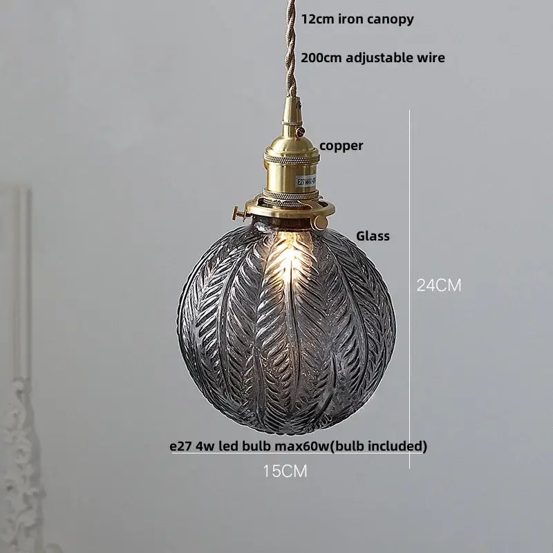DecorBites™ Glabe LED Pendant Lamp Walnut Wood Copper Modern Hanging Light Fixture