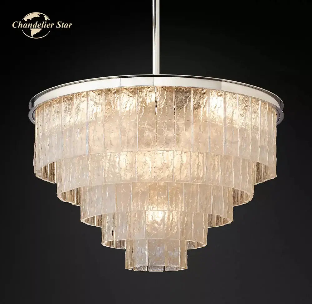 DecorBites™ Glace Modern Glass Chandelier for Living Dining Room, Farmhouse Hanging Lamp