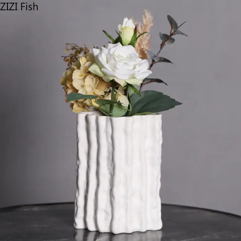 DecorBites™ Glacial Ceramic Vase: Hydroponic Flower Pots, Desk Decoration, Room Aesthetic Decor