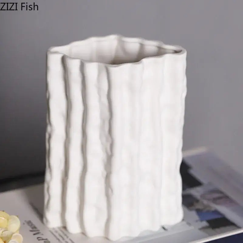 DecorBites™ Glacial Ceramic Vase: Hydroponic Flower Pots, Desk Decoration, Room Aesthetic Decor