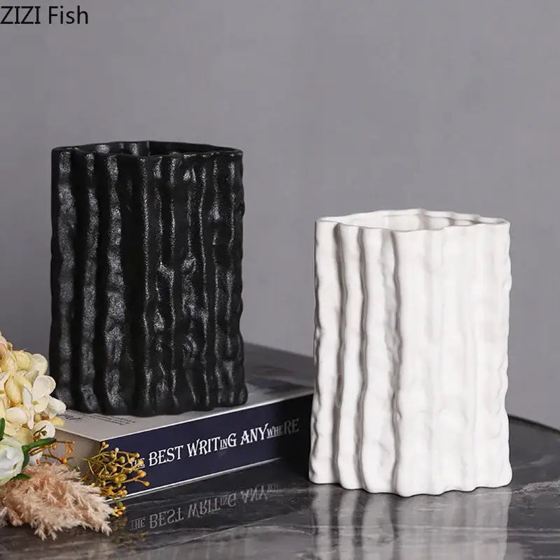 DecorBites™ Glacial Ceramic Vase: Hydroponic Flower Pots, Desk Decoration, Room Aesthetic Decor