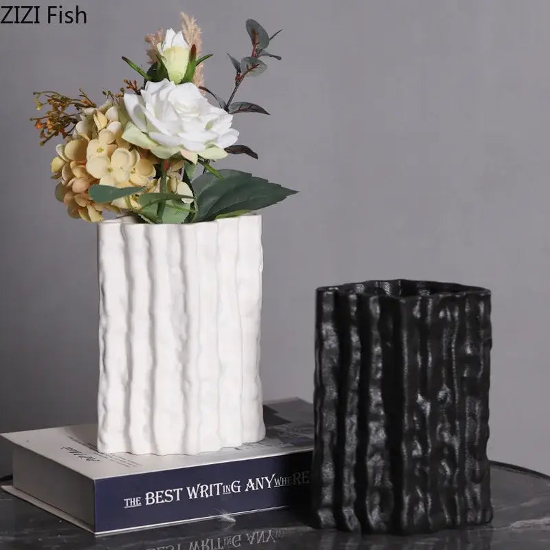 DecorBites™ Glacial Ceramic Vase: Hydroponic Flower Pots, Desk Decoration, Room Aesthetic Decor