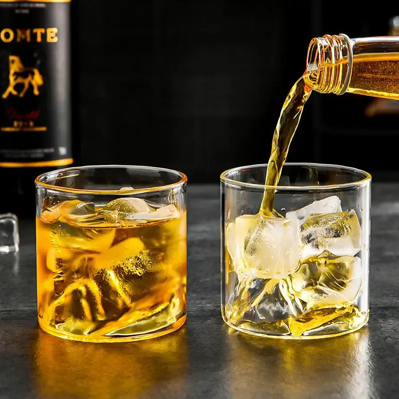 DecorBites™ Glacier Wine Cup: Japanese Style Whisky Glass with Fuji Artwork