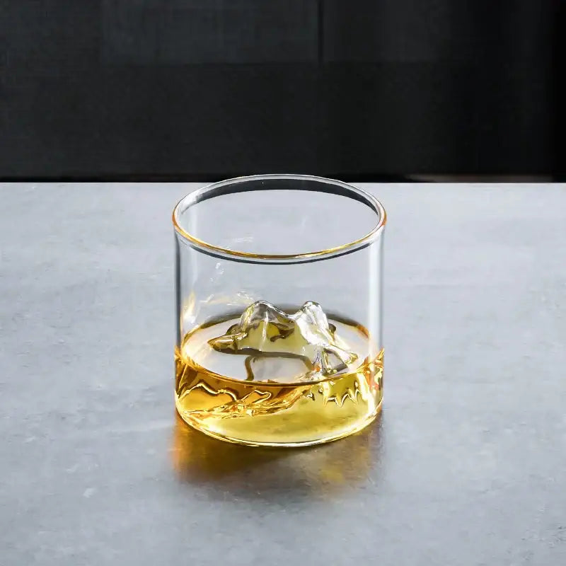 DecorBites™ Glacier Wine Cup: Japanese Style Whisky Glass with Fuji Artwork