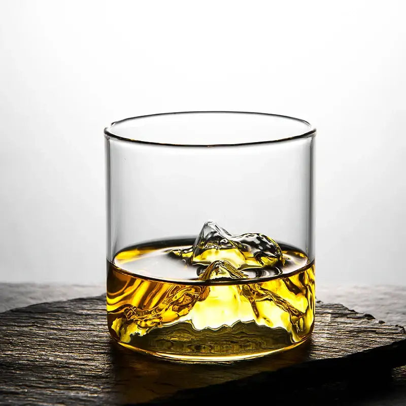 DecorBites™ Glacier Wine Cup: Japanese Style Whisky Glass with Fuji Artwork
