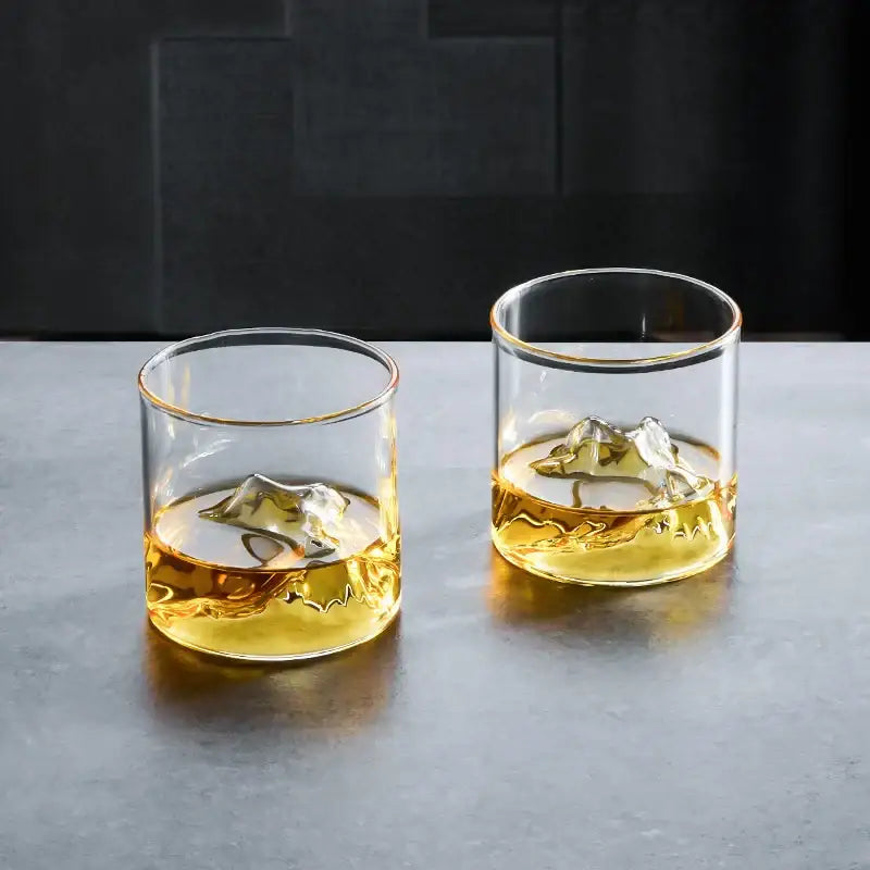DecorBites™ Glacier Wine Cup: Japanese Style Whisky Glass with Fuji Artwork