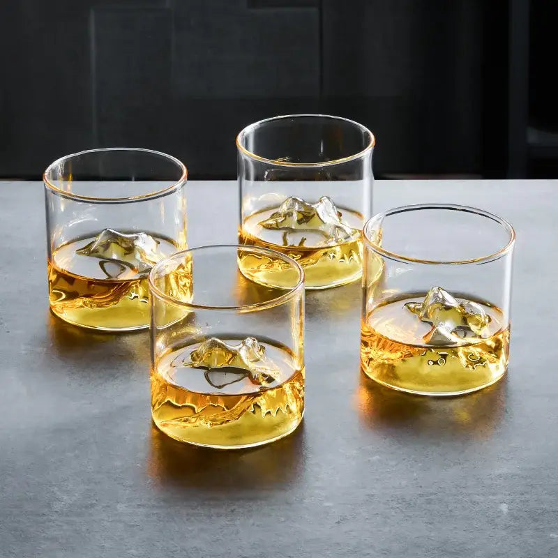 DecorBites™ Glacier Wine Cup: Japanese Style Whisky Glass with Fuji Artwork