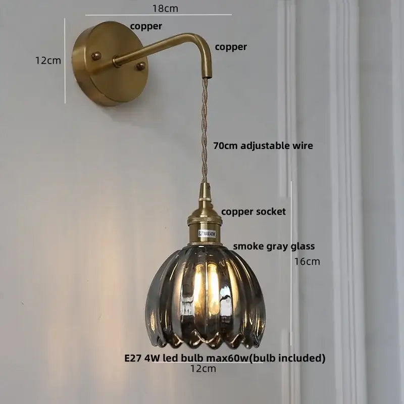 DecorBites™ Glass Adjustable LED Wall Lamp with Pull Chain Switch, Modern Nordic Design