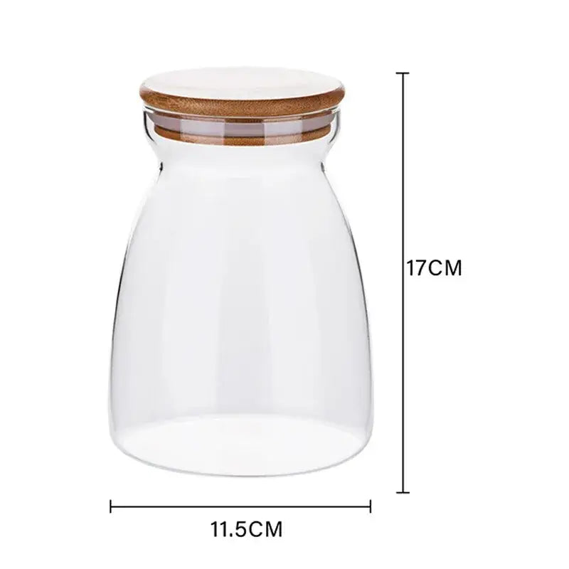 DecorBites™ Glass Airtight Canister with Wood Lid - Food Storage Solution for Kitchen