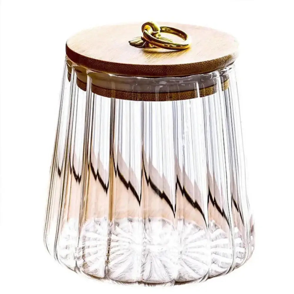 DecorBites™ Glass Airtight Canister with Wooden Lid | Stylish Kitchen Storage Solution