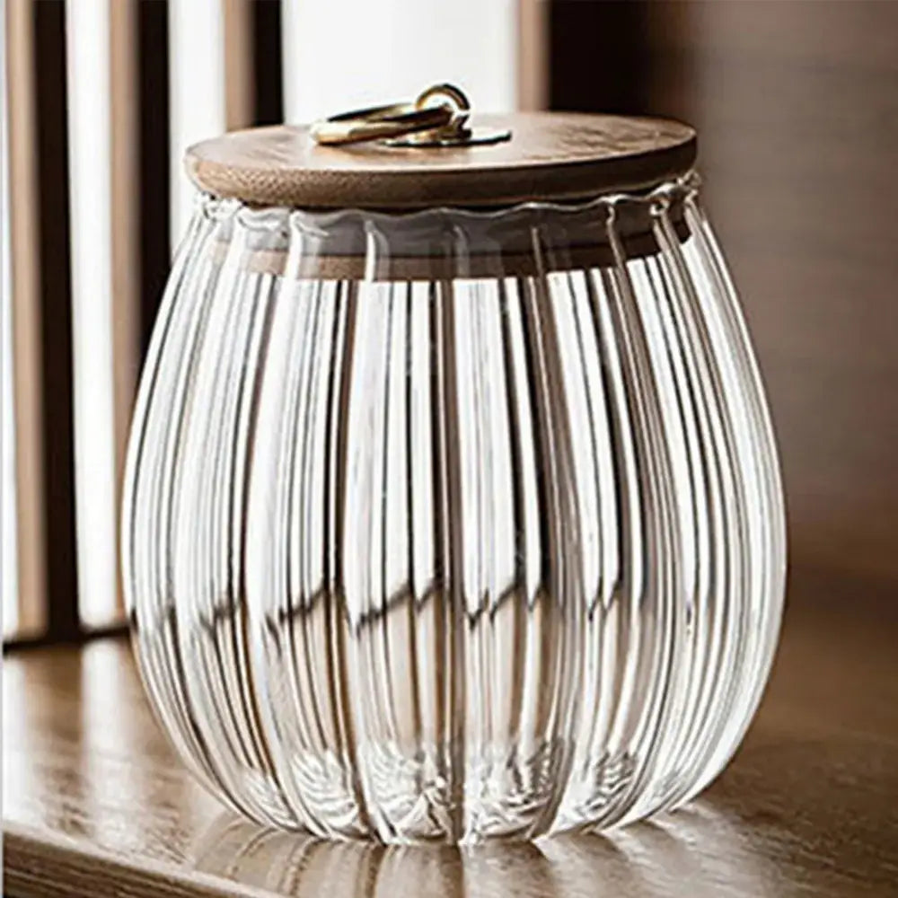 DecorBites™ Glass Airtight Canister with Wooden Lid | Stylish Kitchen Storage Solution