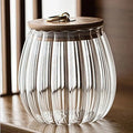 DecorBites™ Glass Airtight Canister with Wooden Lid | Stylish Kitchen Storage Solution