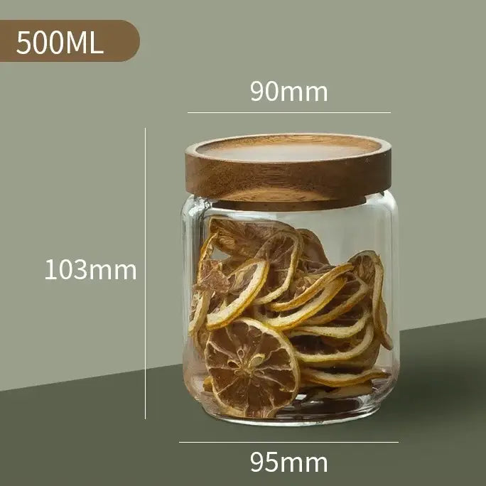 DecorBites™ Glass Airtight Canister with Wooden Lid | Versatile Kitchen Storage Solution