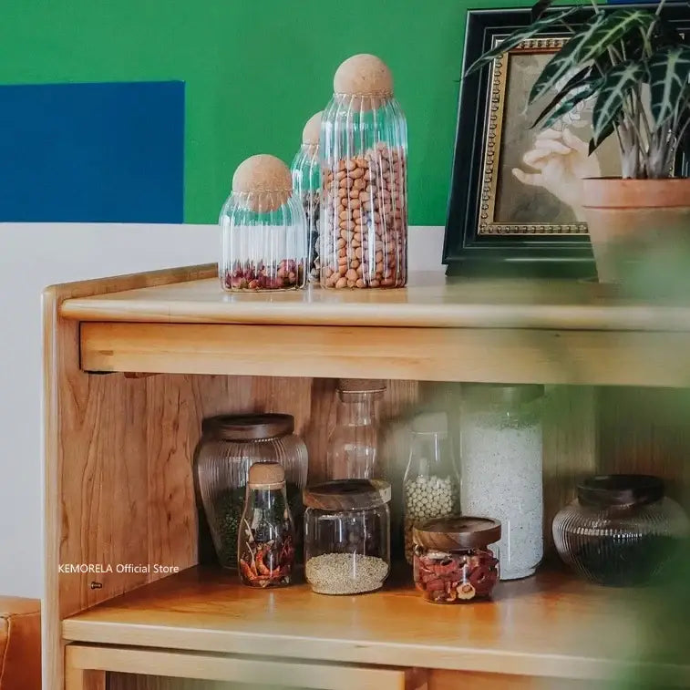 DecorBites™ Glass Airtight Canister with Wooden Lid | Versatile Kitchen Storage Solution