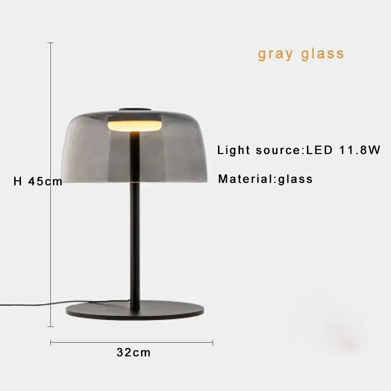 DecorBites™ Glass Amber Green LED Table Lamp Nightstand Bedroom Living Room Decor