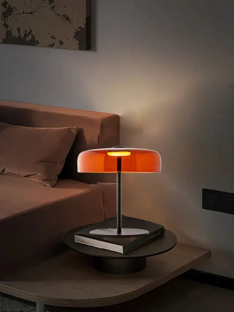 DecorBites™ Glass Amber Green LED Table Lamp Nightstand Bedroom Living Room Decor