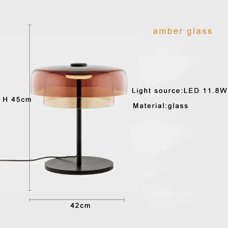 DecorBites™ Glass Amber Green LED Table Lamp Nightstand Bedroom Living Room Decor