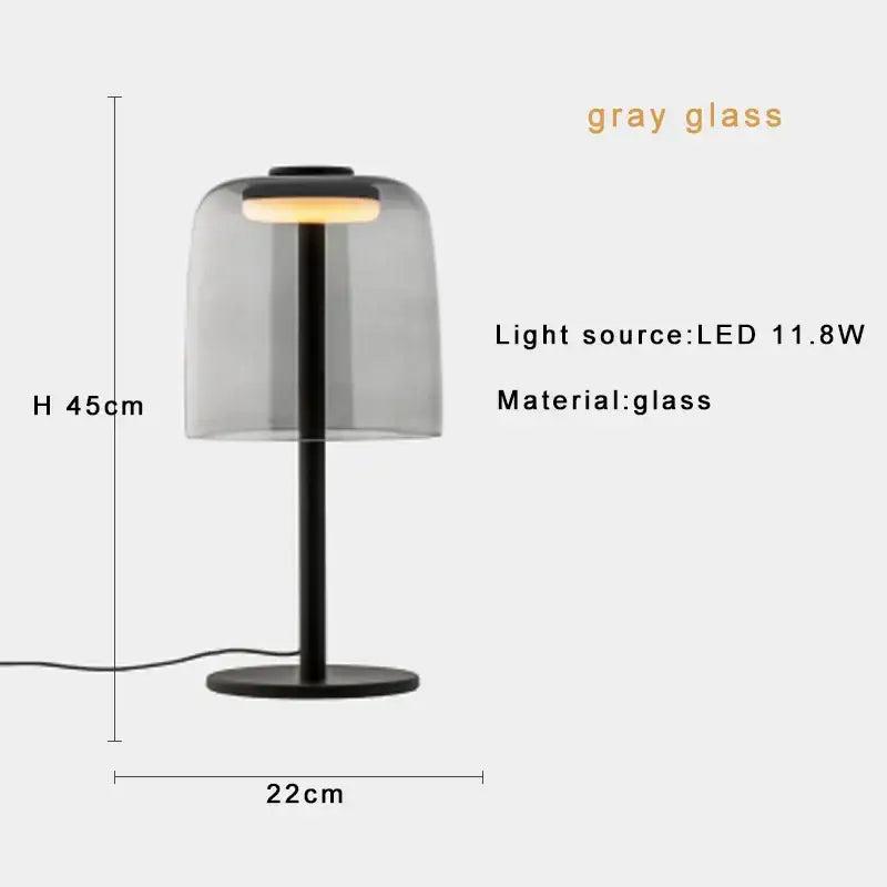 DecorBites™ Glass Amber Green LED Table Lamp Nightstand Bedroom Living Room Decor