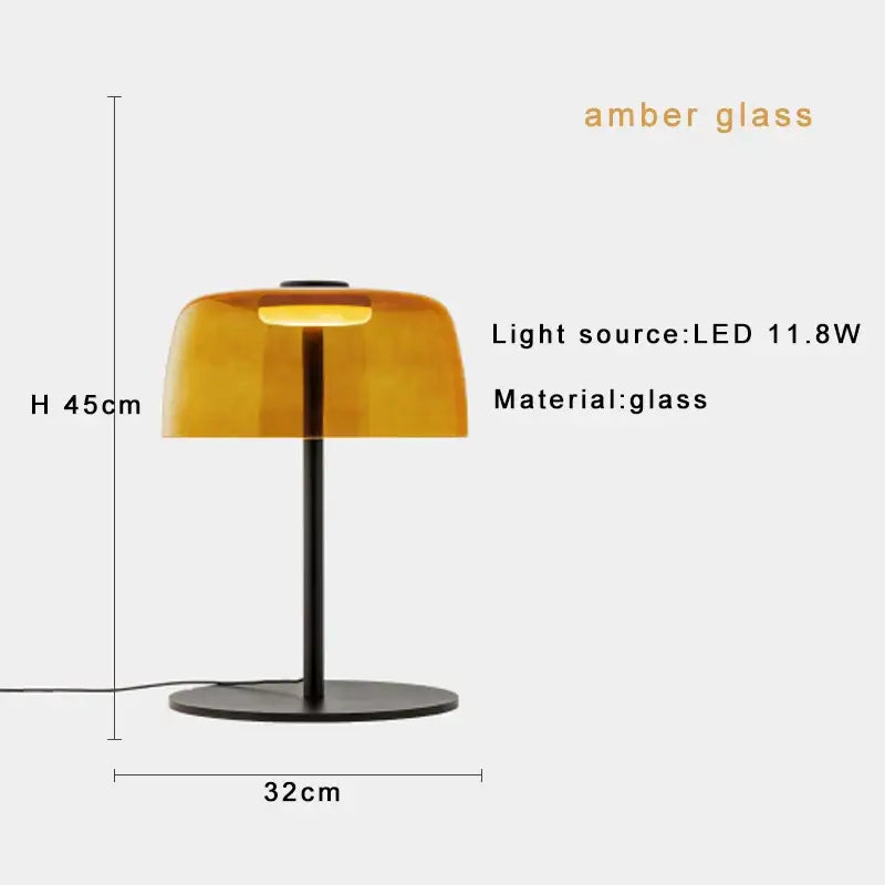 DecorBites™ Glass Amber Green LED Table Lamp Nightstand Bedroom Living Room Decor