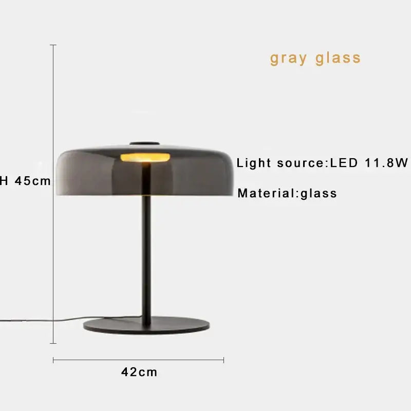 DecorBites™ Glass Amber Green LED Table Lamp Nightstand Bedroom Living Room Decor