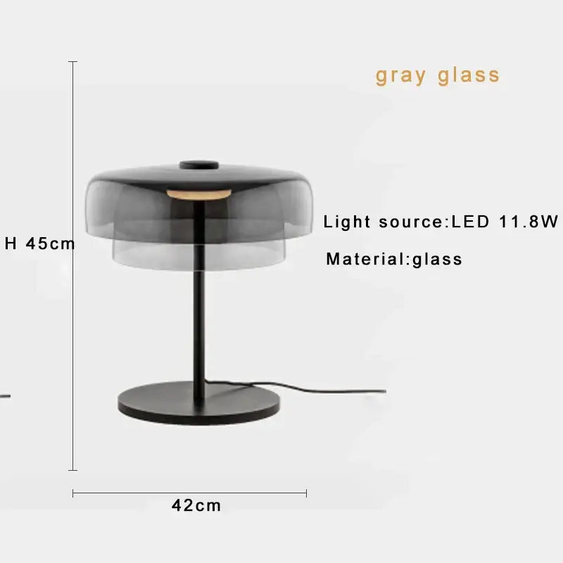 DecorBites™ Glass Amber Green LED Table Lamp Nightstand Bedroom Living Room Decor