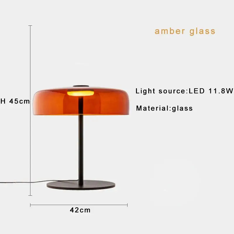 DecorBites™ Glass Amber Green LED Table Lamp Nightstand Bedroom Living Room Decor
