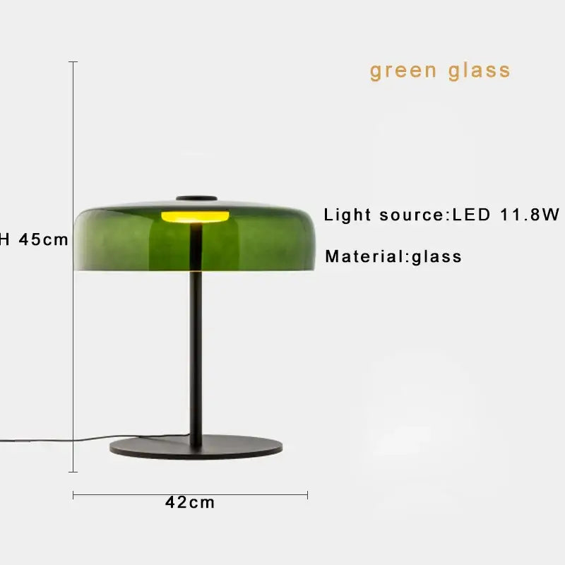 DecorBites™ Glass Amber Green LED Table Lamp Nightstand Bedroom Living Room Decor